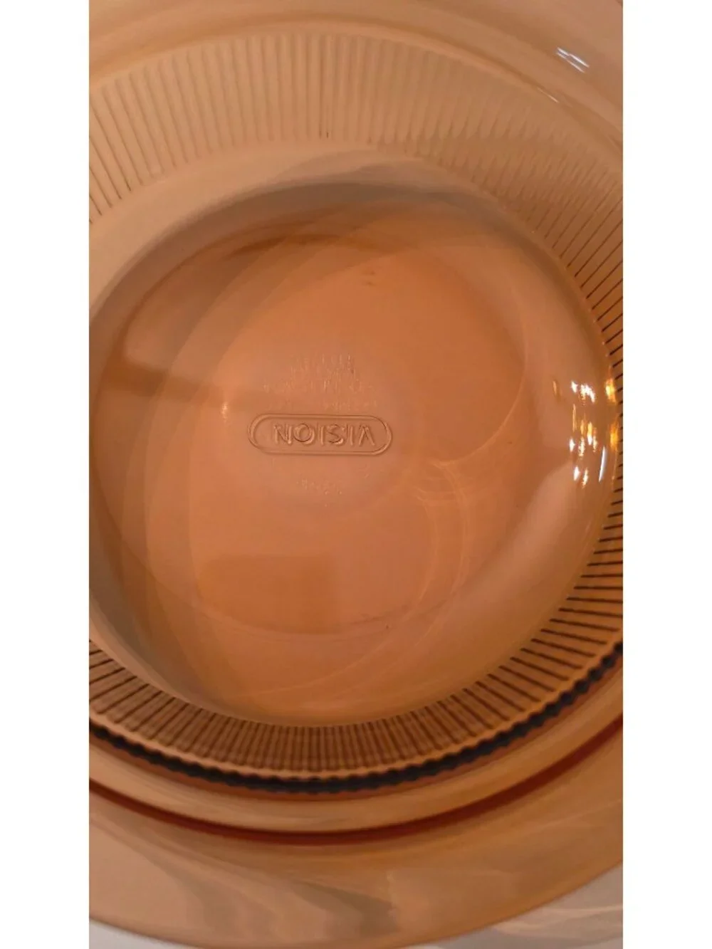 VINTAGE CORNING VISIONS AMBER 1 QT RIBBED CASSEROLE DISH V-31-B WITH GLASS LID